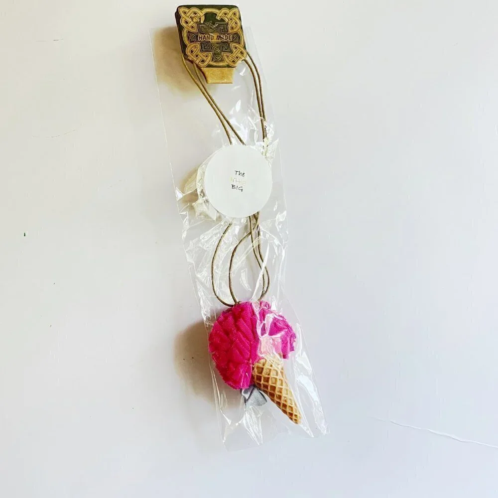 Handmade Girls Dressy Casual Pink Lace Ice Cream Necklace